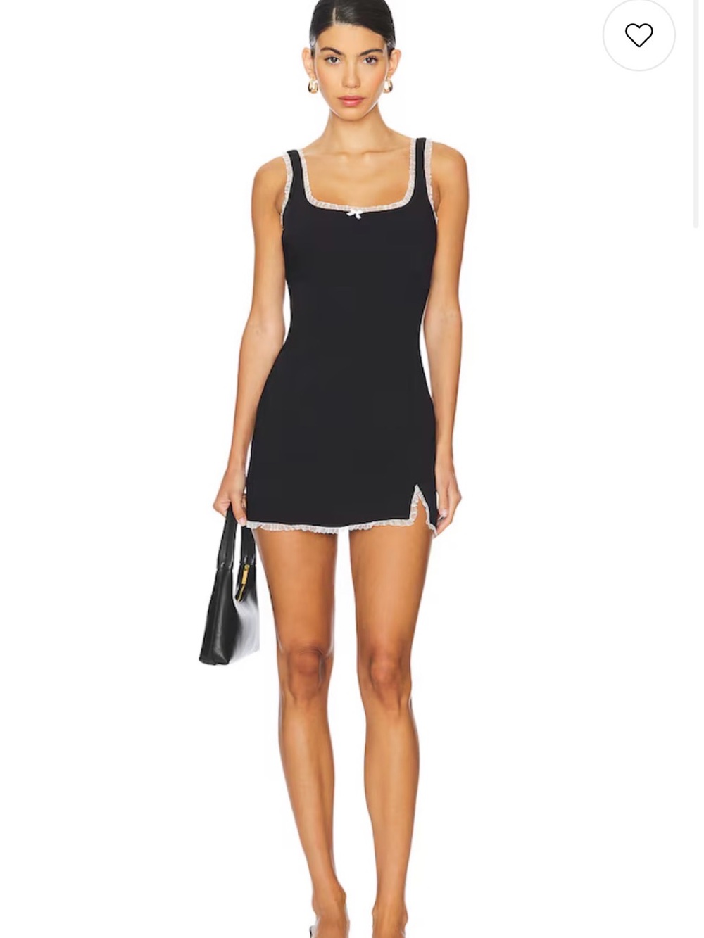 Amanda Uprichard Black Chemise with White Lace Trim